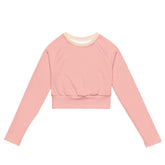 Keki Active Long Sleeve Women's Crop Top - Activewear Sports - Solid Pink - Gym - Workout - Fitted - Athleisure - Vibrant - Plus Size